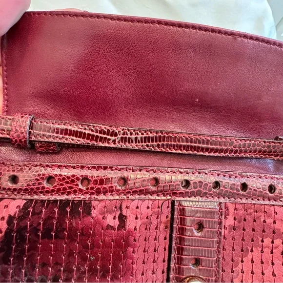Rare Gucci Broadway Bordeaux Burgundy Velvet Sequins Clutch and Heels Set 6.5 - Picture 8 of 16